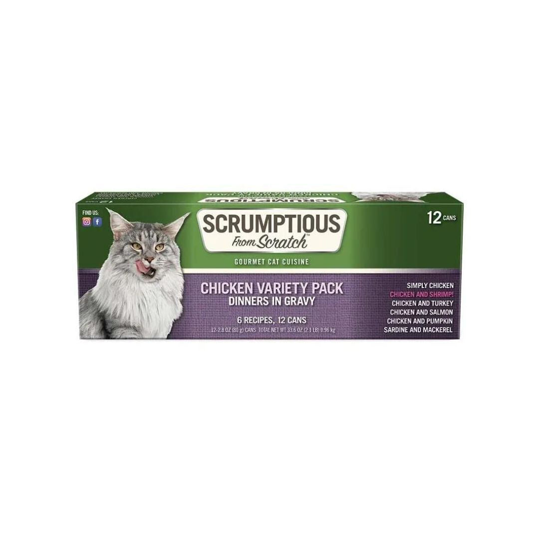 Scrumptious Cat Chicken 2.8oz. Variety Pack (Case of 12)