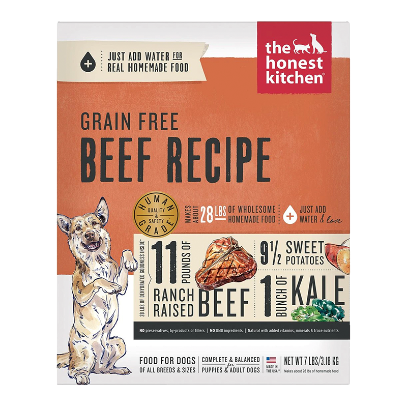 Honest Kitchen Dog Grain Free Beef 7Lbs. Box.