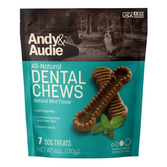 Andy & Audie Dental Chews For Dogs Mint Medium 6oz.