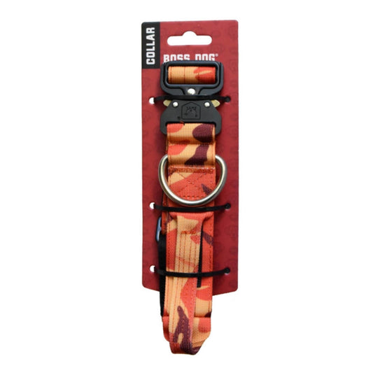 Boss Dog Tactical Adjustable Dog Collar Orange Camo, 1ea/XLarge, 20-28 in