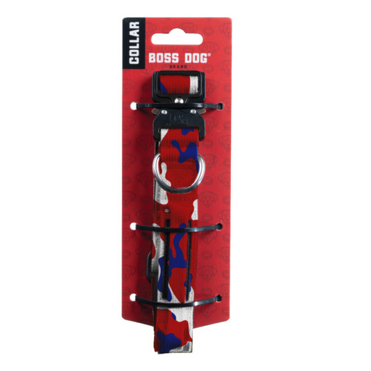 Boss Dog Tactical Adjustable Dog Collar Red, White, & Blue, 1ea/Small, 13-16 in