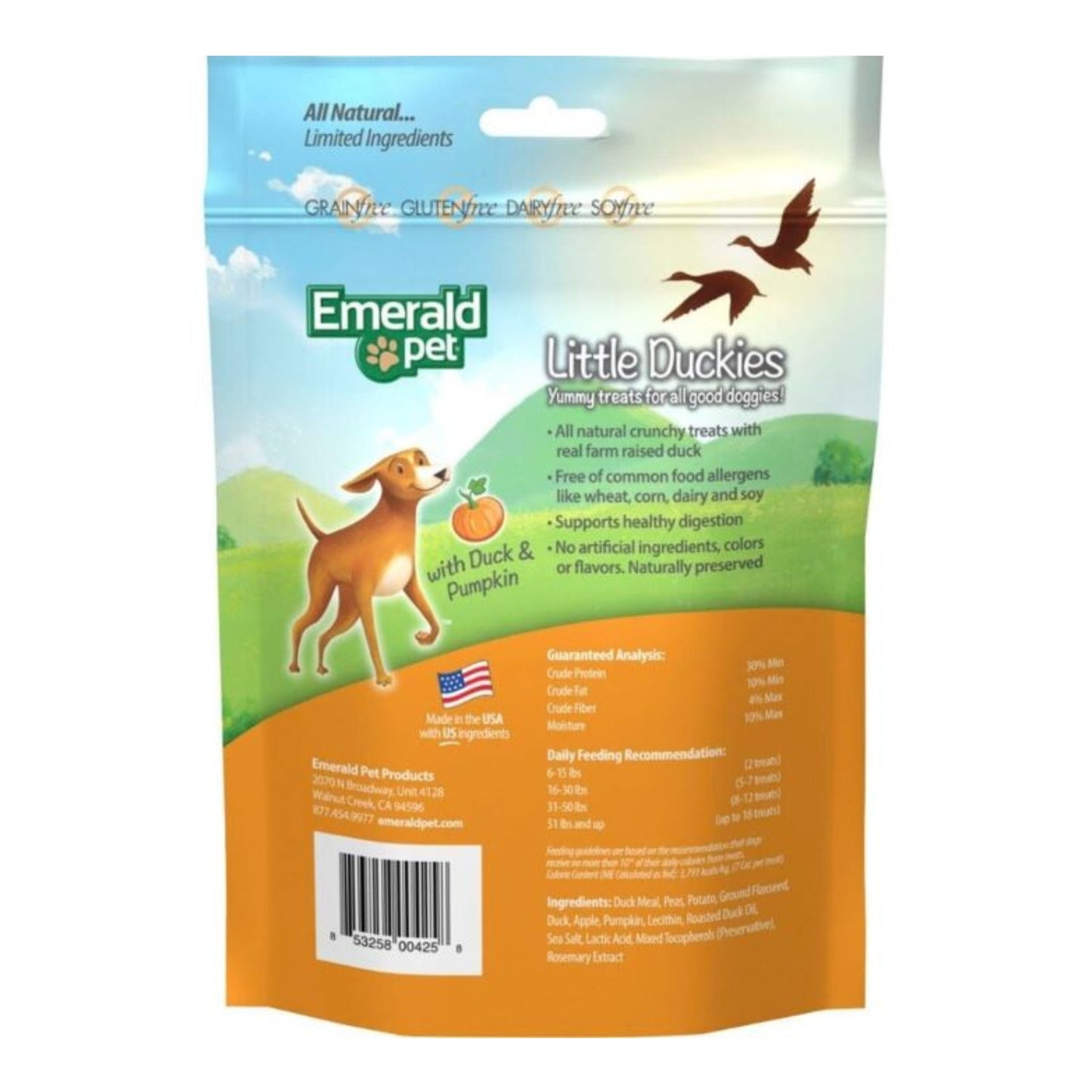 Emerald Pet Little Duckies Grain Free Dog Treats Duck/Pumpkin 5oz.