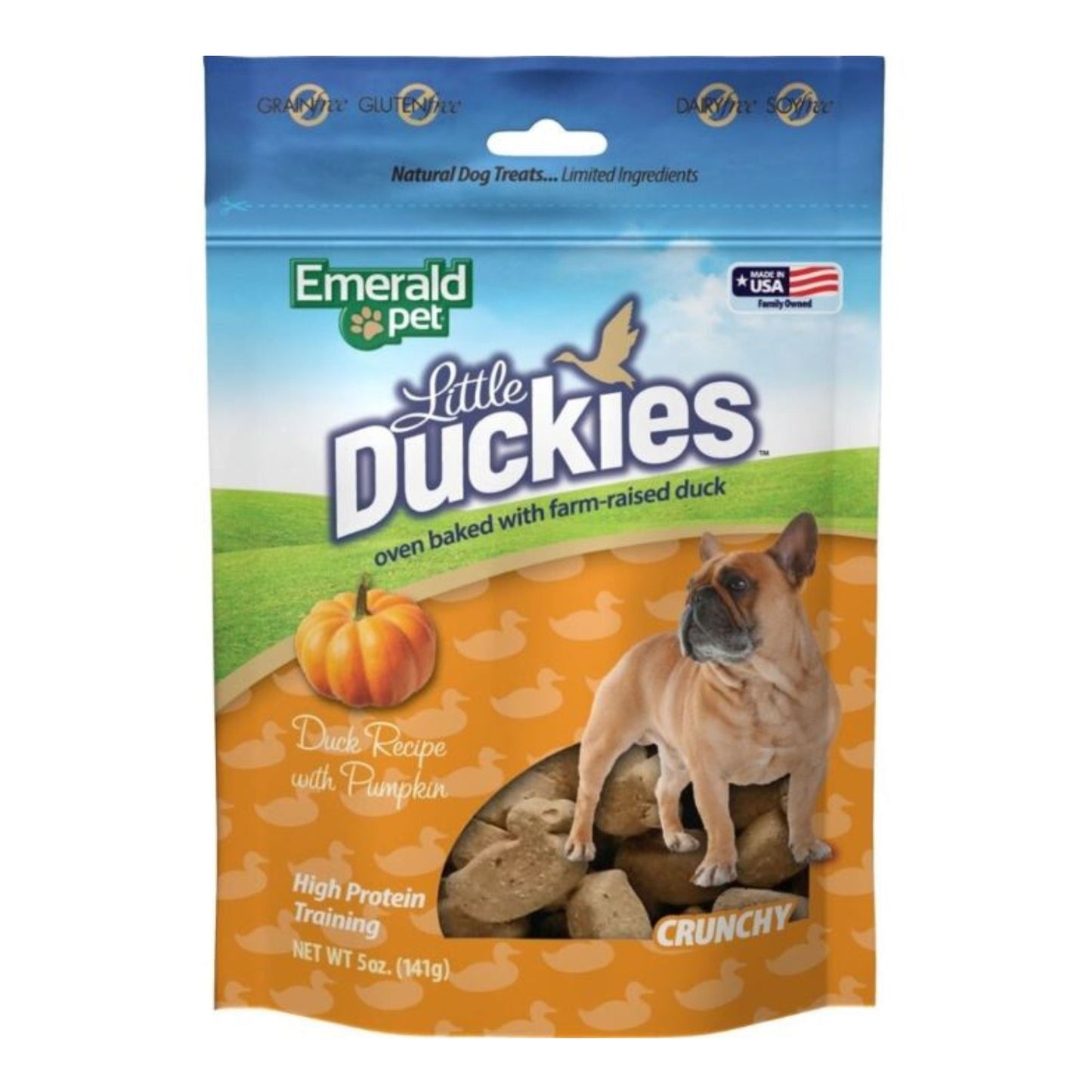 Emerald Pet Little Duckies Grain Free Dog Treats Duck/Pumpkin 5oz.