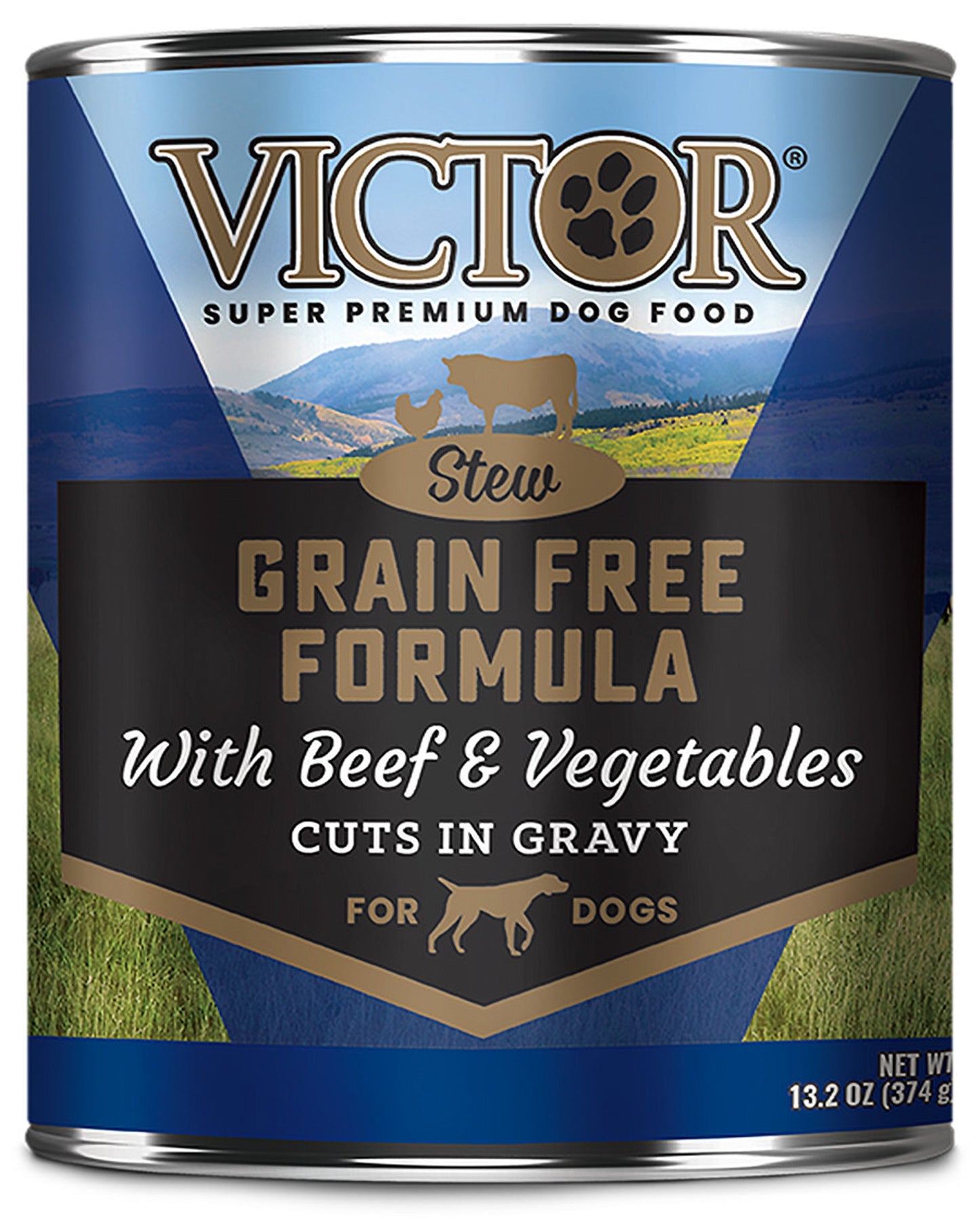 Victor Super Premium Dog Food Grain Free Wet Dog Food Beef & Vegetable in gravy 13.2oz. (Case of 12)