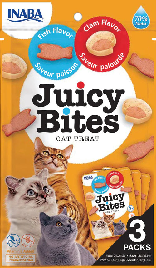 Inaba Cat Juicy Bites Fish Clam 1.2oz. (6 Count)