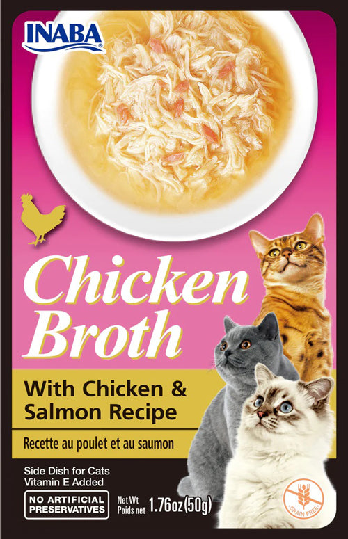 Inaba Cat Broth Chicken Salmon 1.76oz. (6 Count)