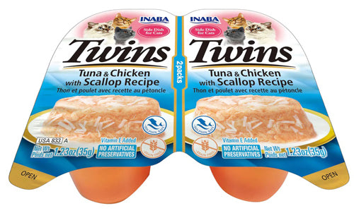 Inaba Cat Twin Cups Tuna Chicken Scallop 2.46oz. (6 Count)