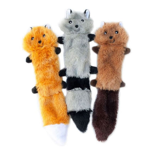 ZippyPaws Skinny Peltz Dog Toy Fox, Raccoon, Squirrel 1ea/SM, 3 pk