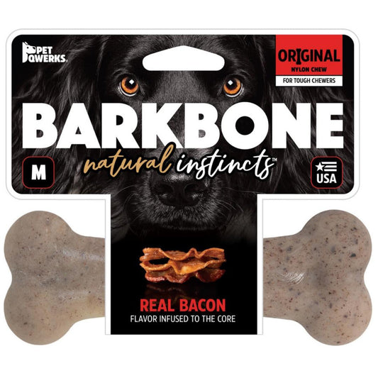 Pet Qwerks Barkbone Natural Instincts Original Nylon Dog Chew Bacon 1ea/MD