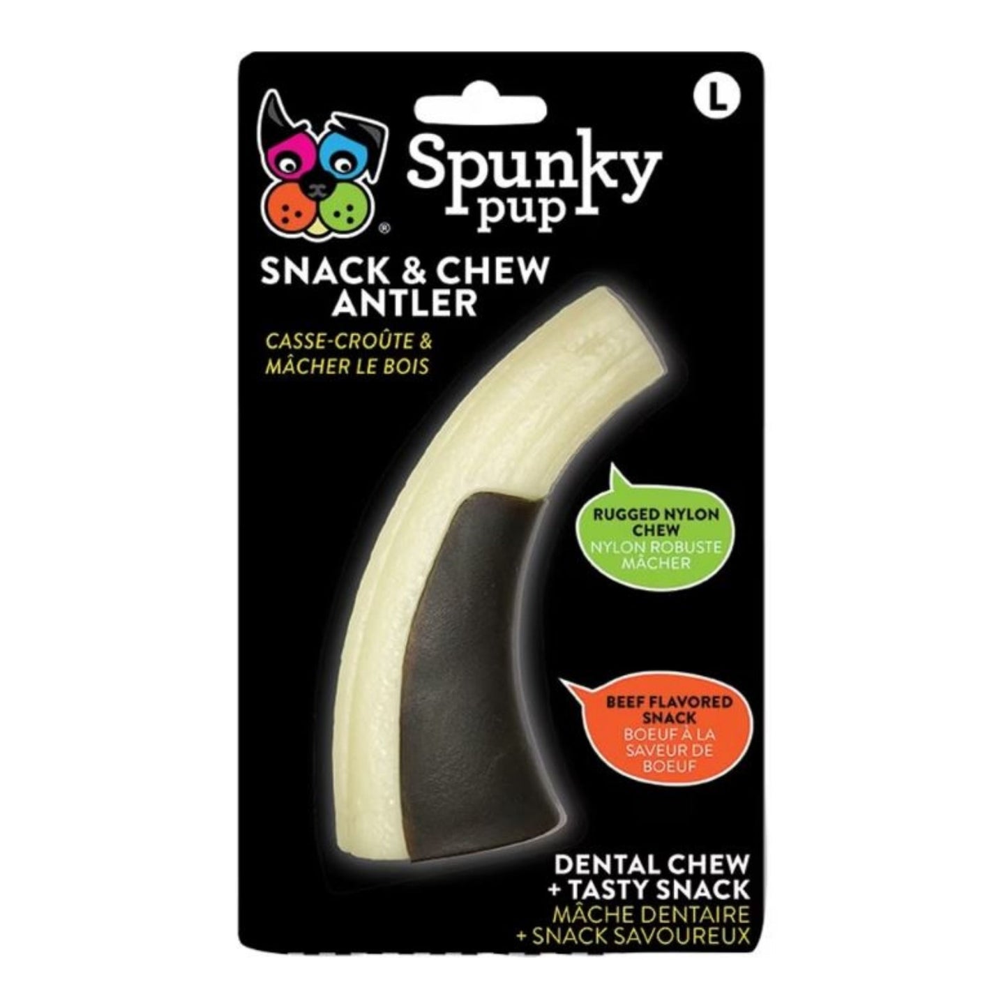 Spunkypup Snack & Chew Antler Combo Chew Toy Large