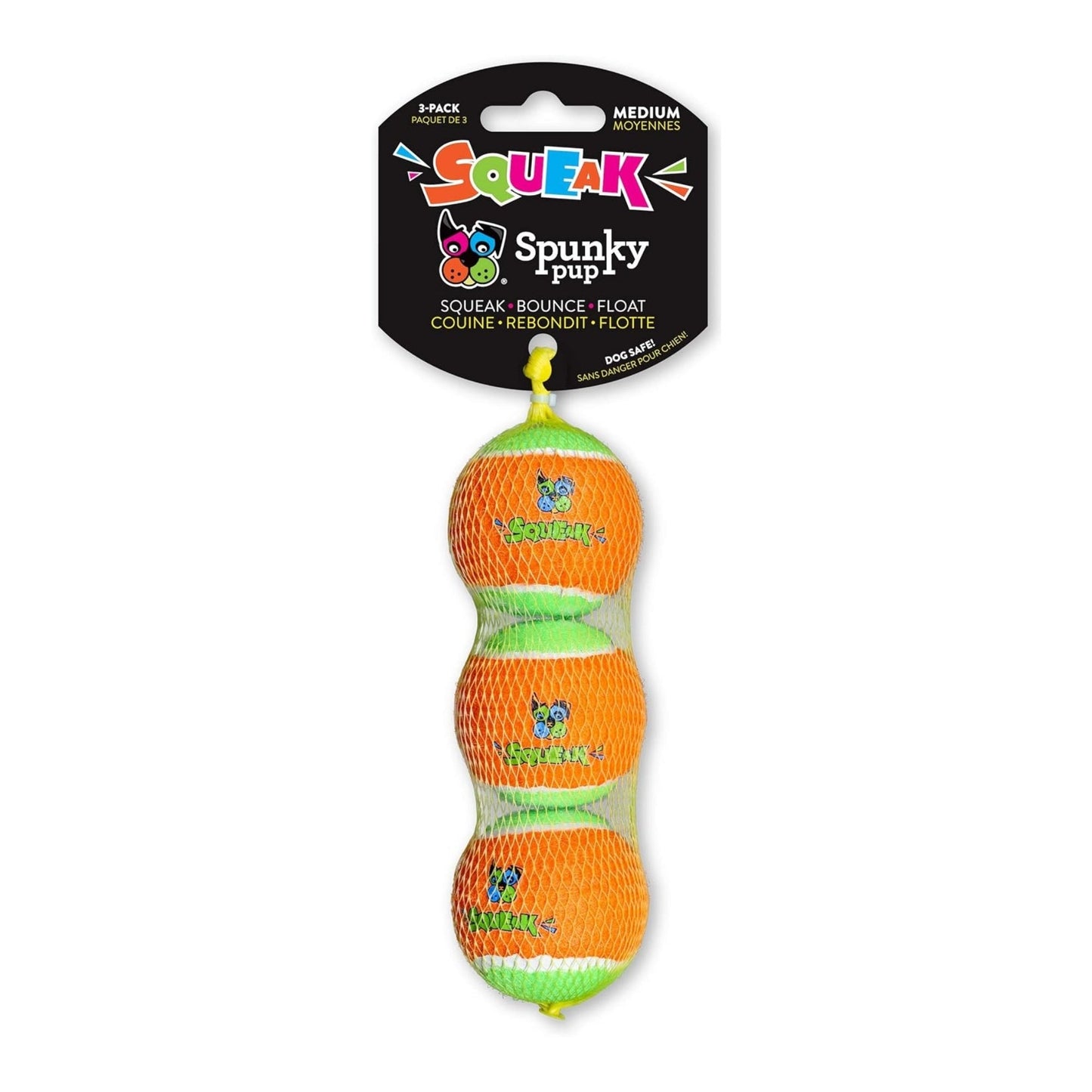 Spunkypup Squeaky Tennis Balls Meduim-3 Pk