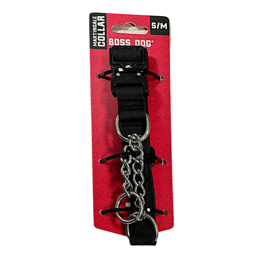 Boss Dog Martingale Dog Collar Black, 1ea/SM/MD