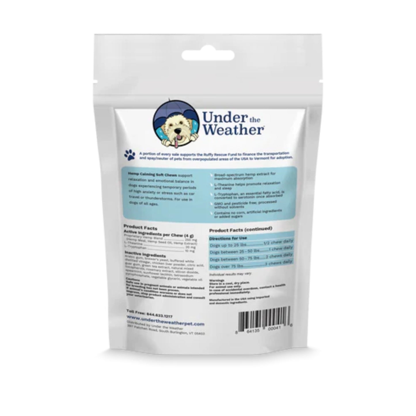 Under The Weather Hemp Calming Chew For Dogs 30count