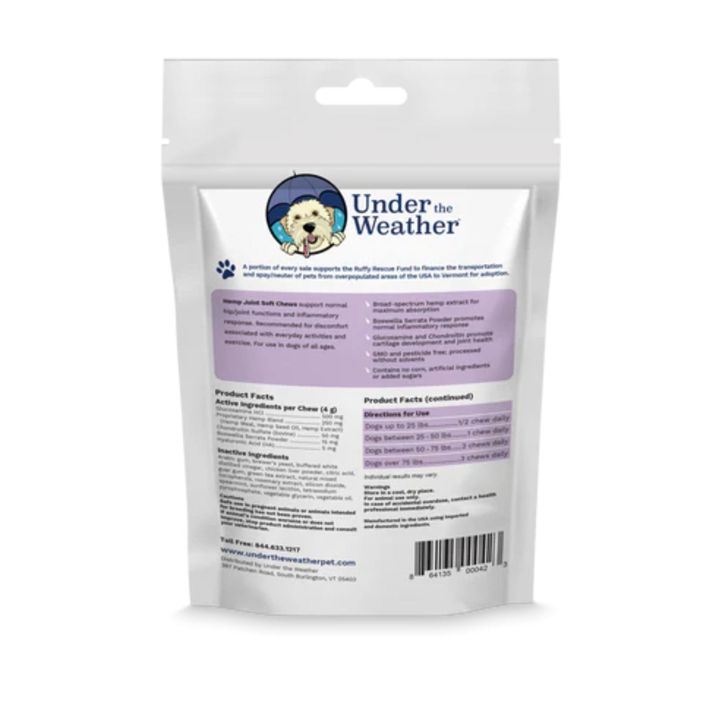 Under The Weather Hemp Joint Soft Chew For Dogs 30count