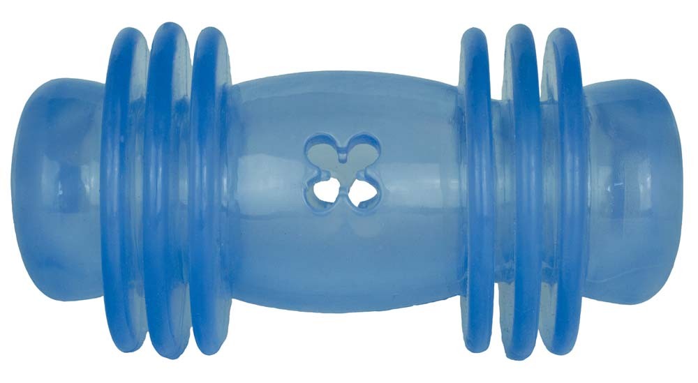 Starmark Treat Crunching Barbell Treat Dispenser Blue 1ea/MD, 9.5 in