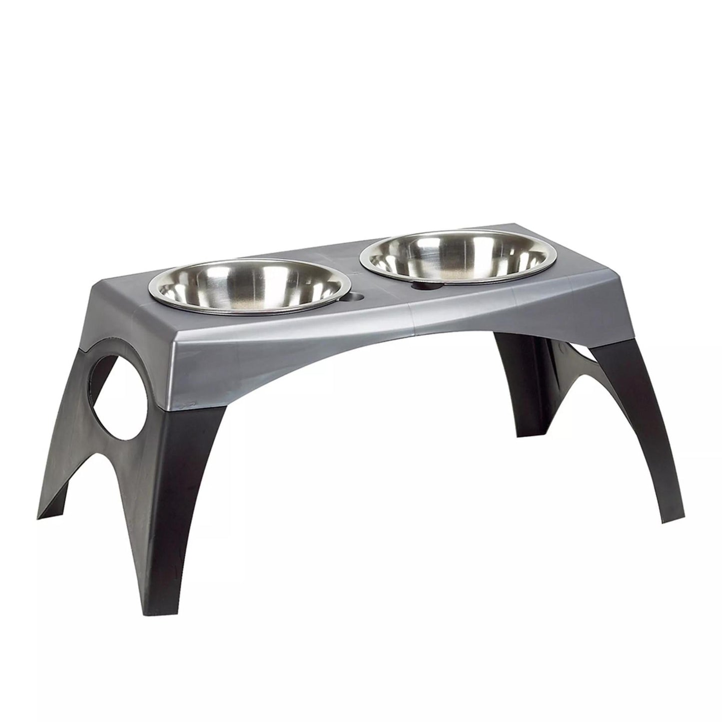 Bergan Stormcloud Elevated Feeder 2 Dog Bowl Black/Grey 1ea/XL