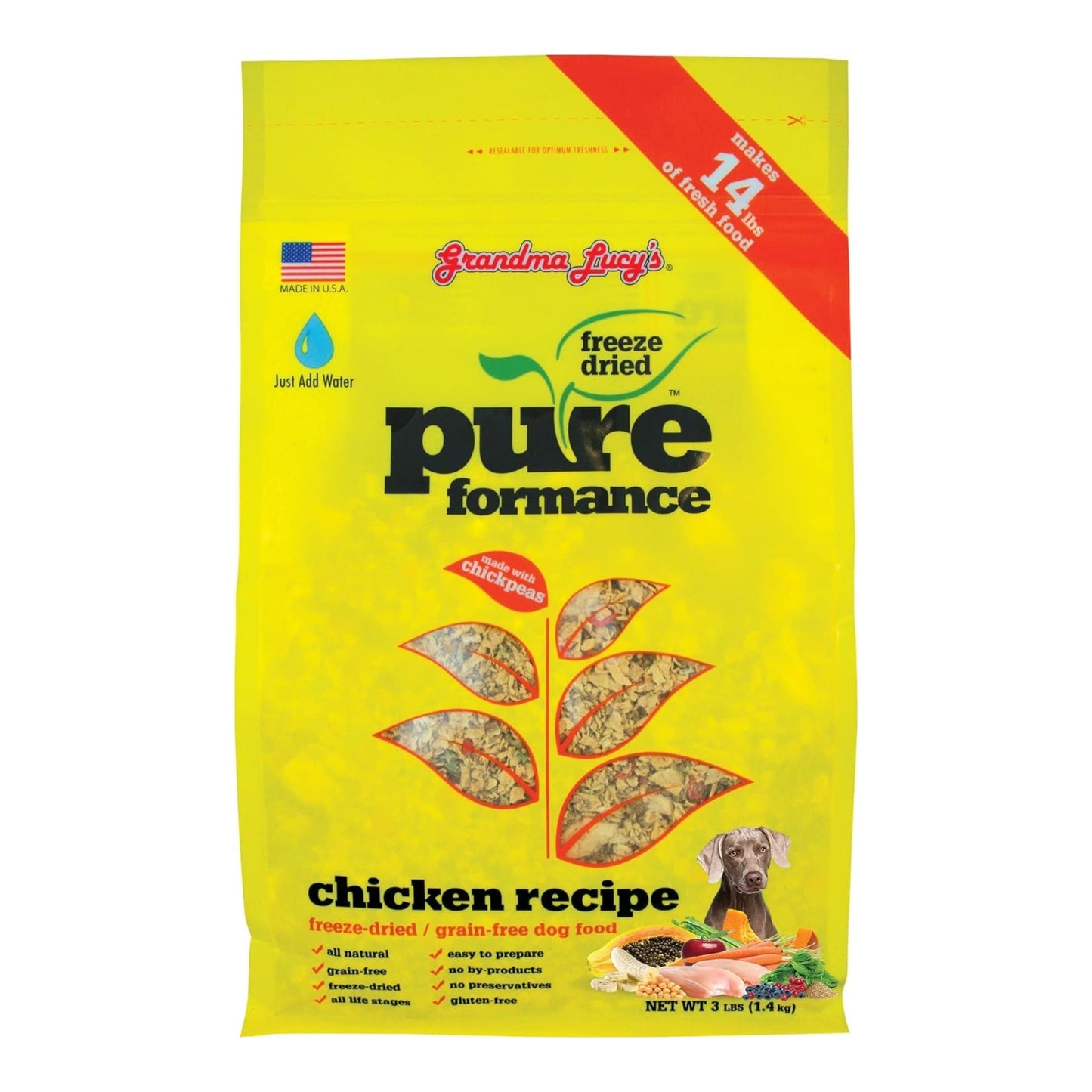 Grandma Lucys Dog Pure Grain Free Chicken Chickpea 3 Lbs.