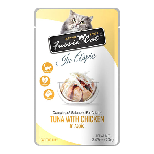 Fussie Cat Premium Tuna with Chicken in Aspic 2.47oz. Pouch (Case of 12)