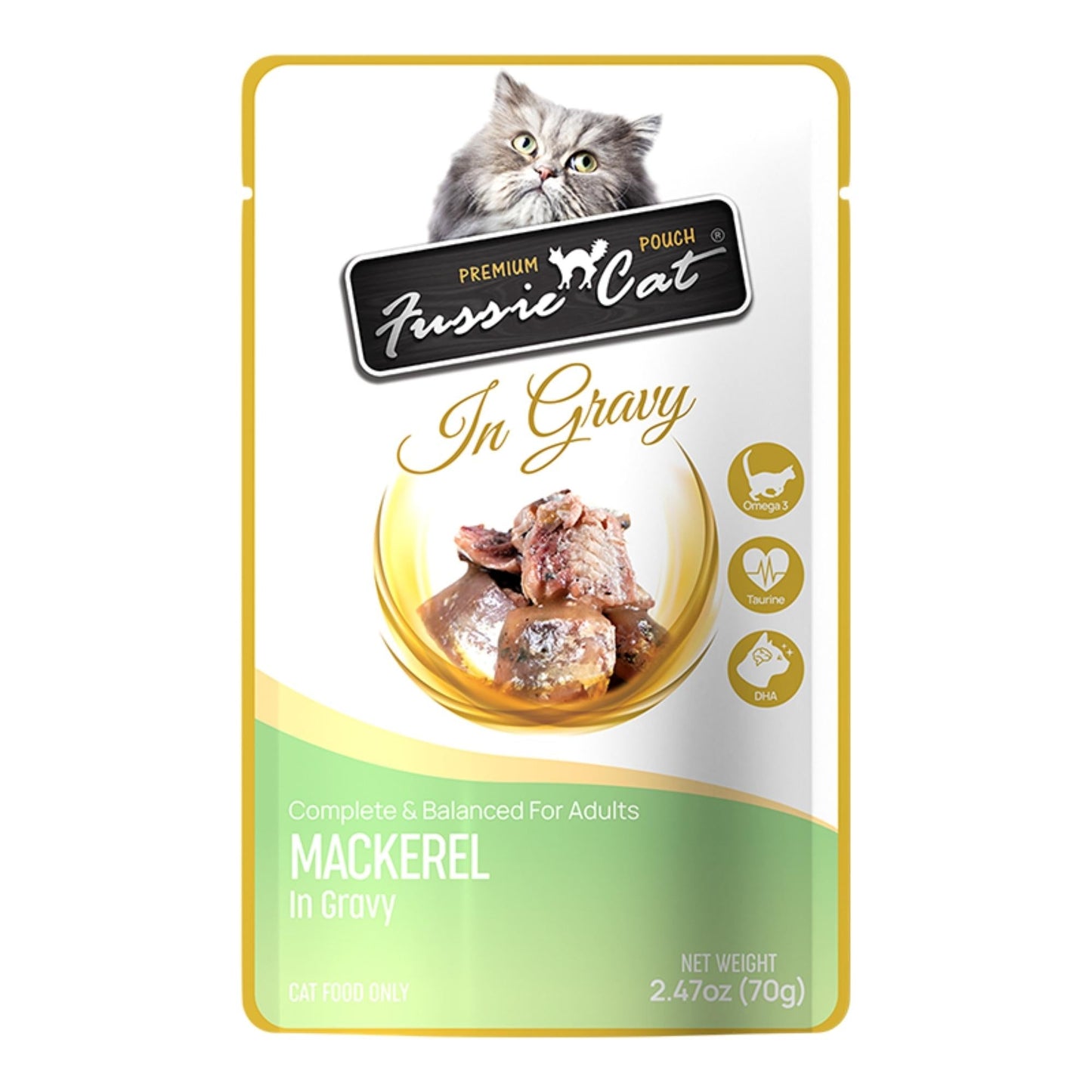 Fussie Cat Premium Mackerel in Gravy 2.47 oz. Pouch