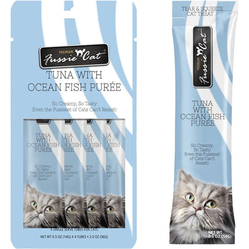 Fussie Cat Treat Tuna With Ocean Fish Puree 2oz/18count