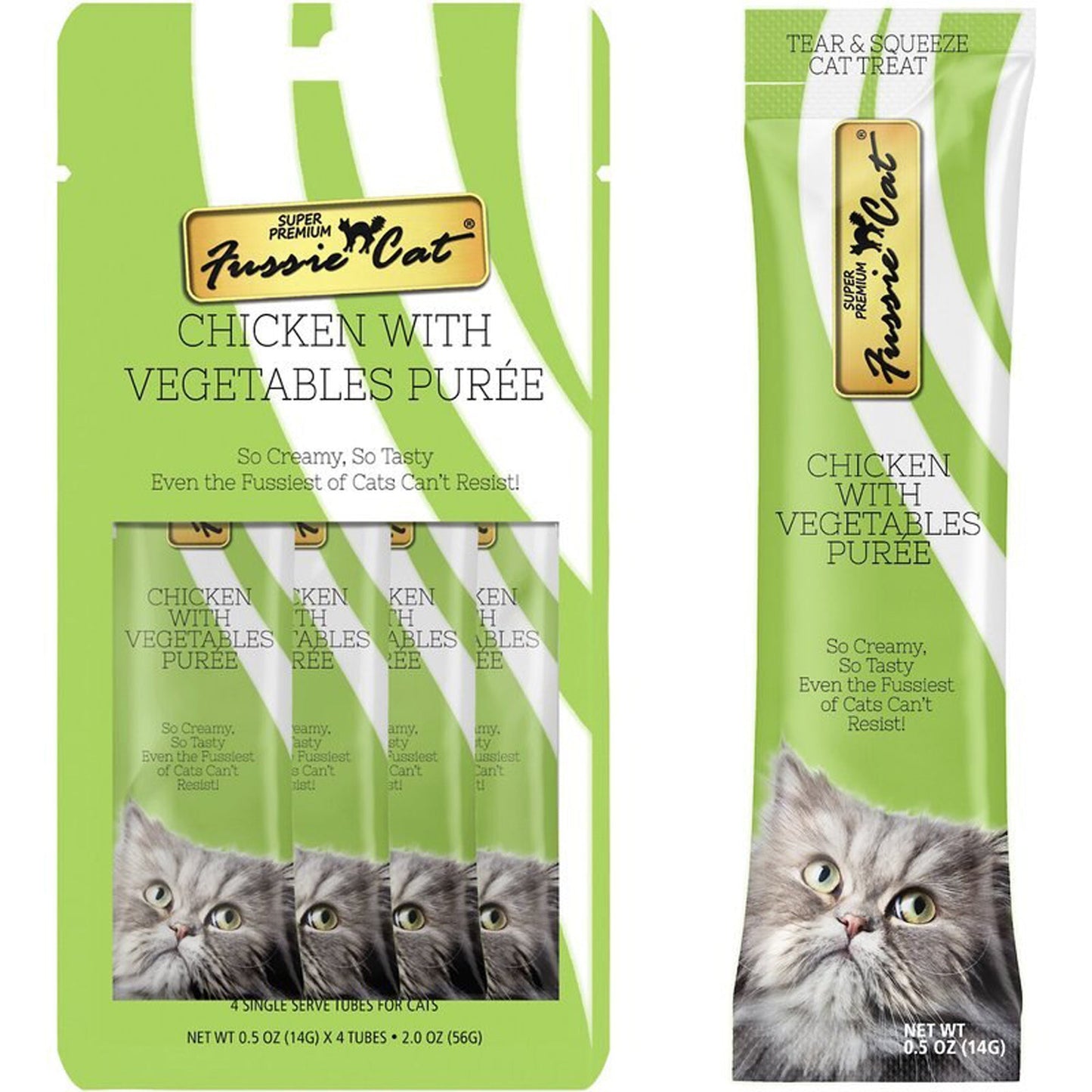 Fussie Cat Treat Chicken With Vegetables Puree 2oz/18count