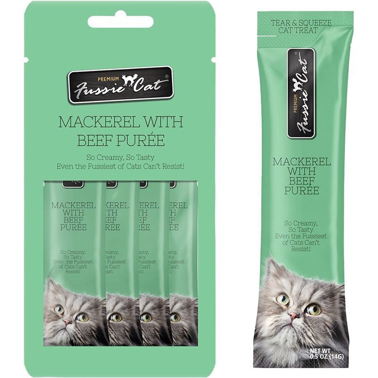 Fussie Cat Puree Mackerel Beef 2oz/18count