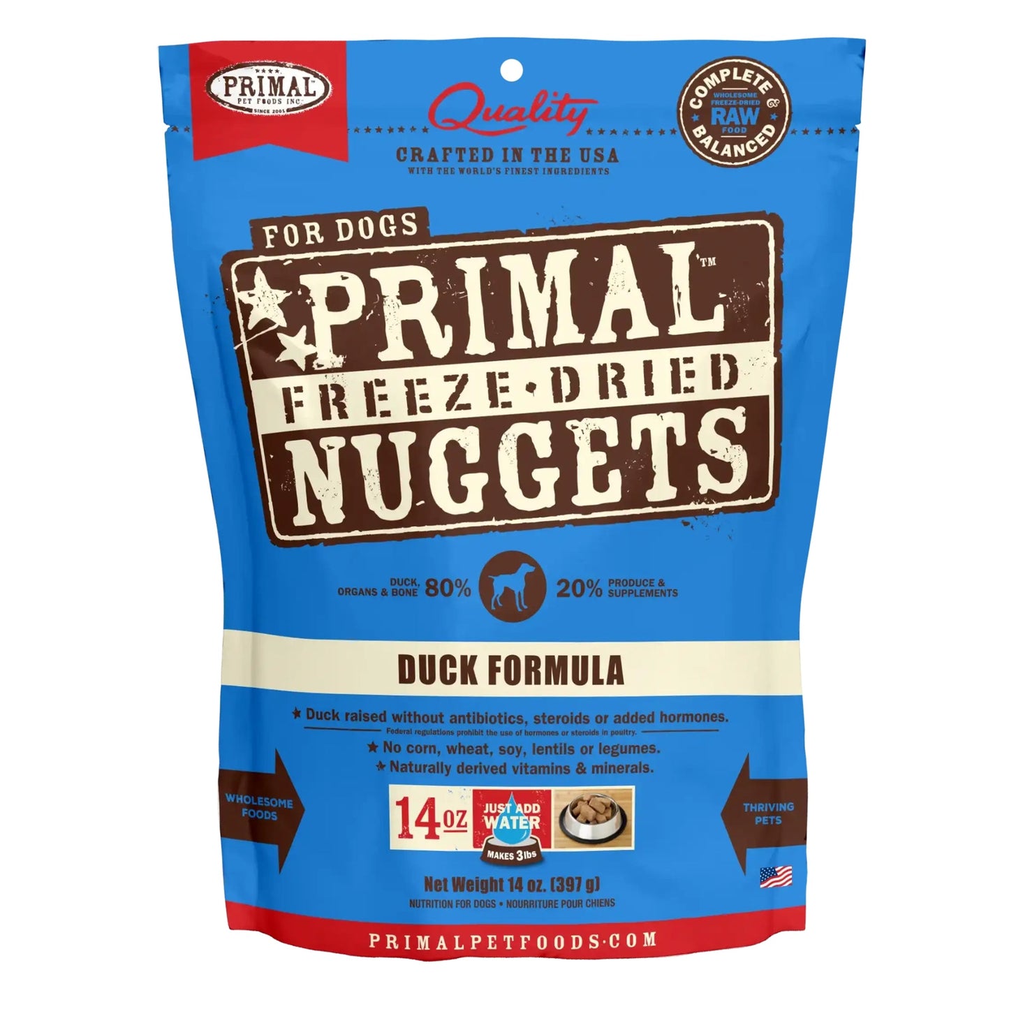 Primal Pet Foods Freeze Dried Dog Food 14oz. Duck