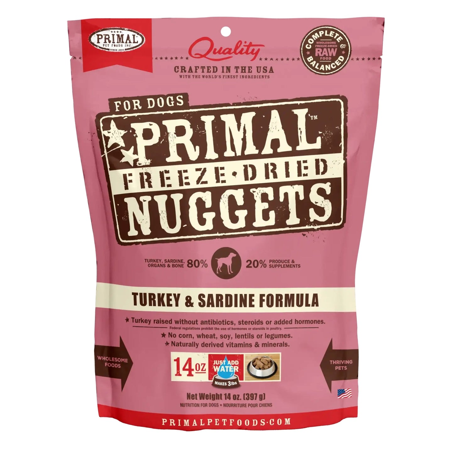 Primal Pet Foods Freeze Dried Dog Food 14oz. Turkey/Sardine