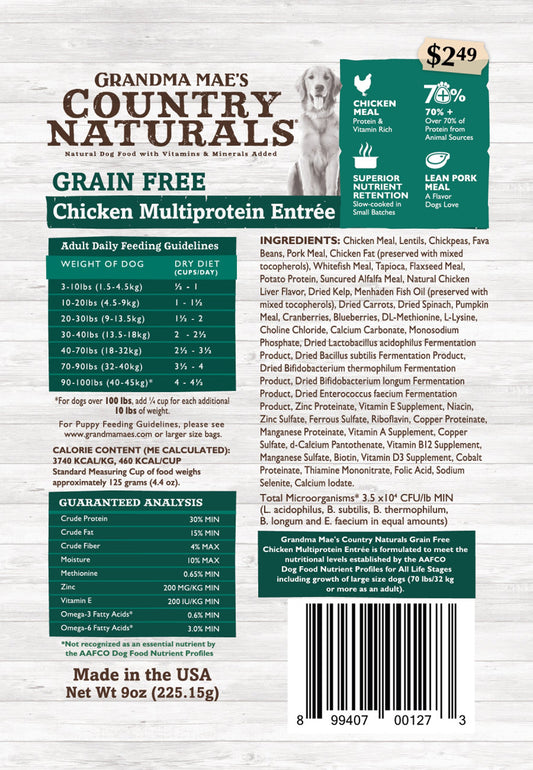 Grandma Mae's Country Naturals Premium All Natural Grain Free Dry Dog Food High-Protein Chicken 18ea/14 oz