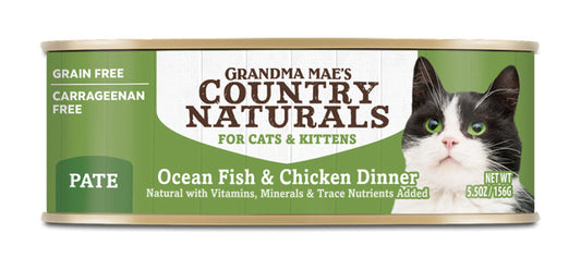 Grandma Mae's Country Naturals Grain Free Wet Cat Food Ocean Fish & Chicken 24ea/5.5 oz, 24 pk