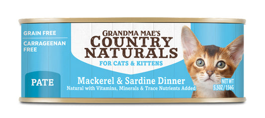 Grandma Mae's Country Naturals Grain Free Wet Cat Food Mackerel & Sardine 24ea/5.5 oz, 24 pk