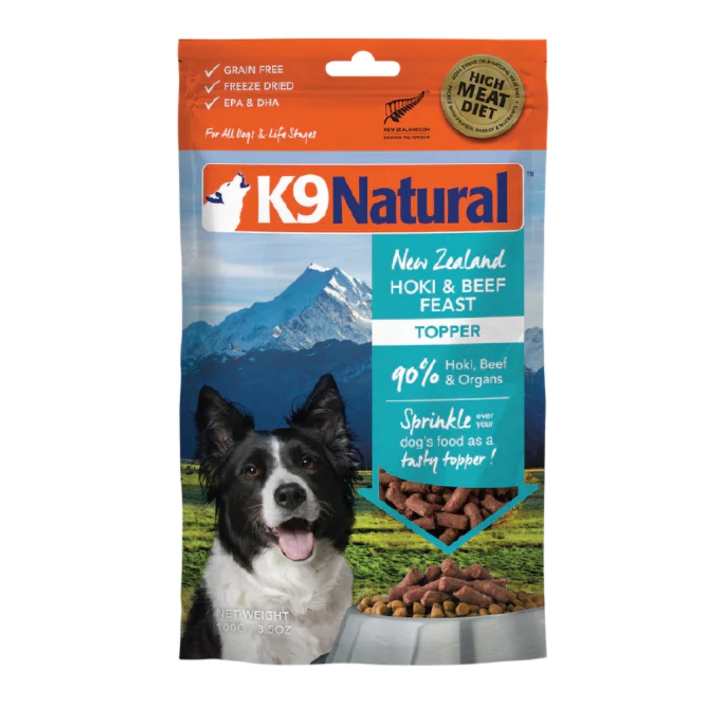 K9 Natural Dog Freeze-Dried Topper Hoki & Beef Topper 3.5oz.