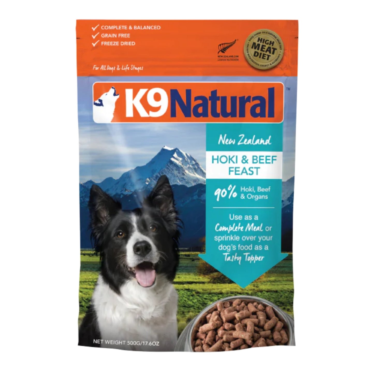 K9 Natural Dog Freeze-Dried Hoki & Beef 17.6oz.