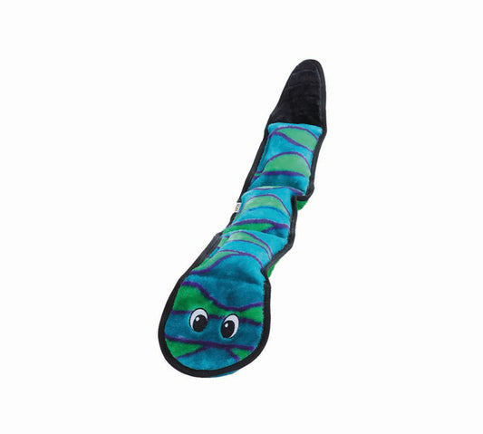 Outward Hound Invincibles Dog Toy Snake 3 Squeakers Blue/Green Large