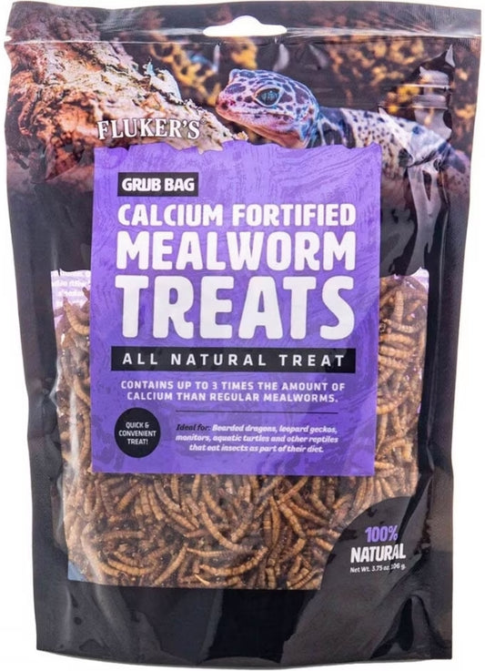 Flukers Grub Bag Calcium Fortified Mealworm Treats for Reptiles