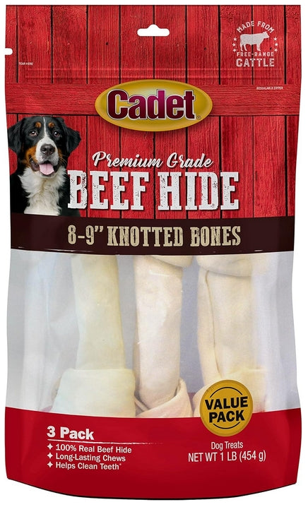 Cadet Premium Grade Beef Hide Knotted Bones 8 Inch