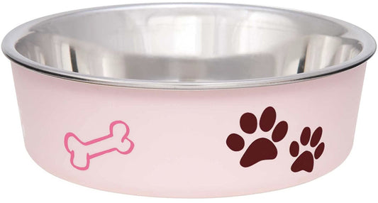 Loving Pets Light Pink Stainless Steel Dish With Rubber Base