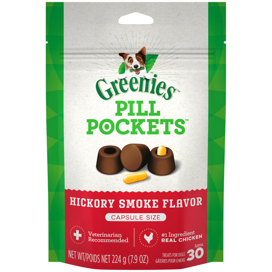 Greenies Pill Pockets for Capsules Hickory Smoke 30 ct, 7.9 oz (EXPIRE 01/25)