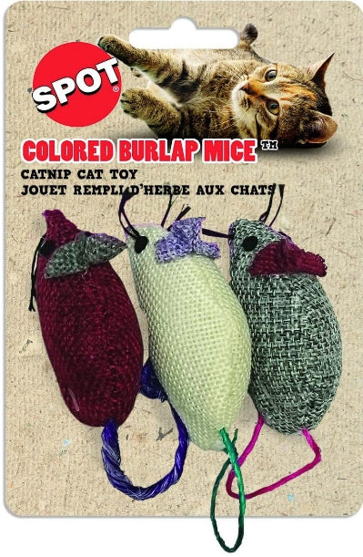 Spot Colored Burlap Mice Catnip Cat Toy