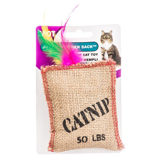 Spot Jute and Feather Sack with Catnip Cat Toy