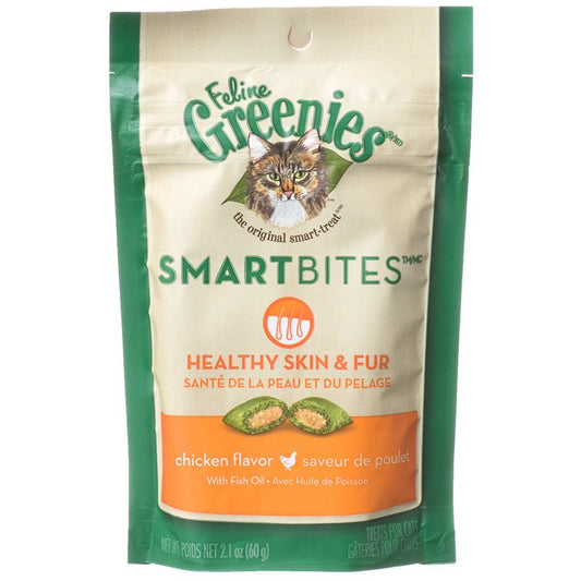 Greenies SmartBites Healthy Skin and Fur Cat Treats Chicken Flavor